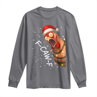 Funny F Caw F Chicken Christmas Long Sleeve Shirt Xmas Rooster Meme Santa Hat - Wonder Print Shop