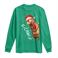 Funny F Caw F Chicken Christmas Long Sleeve Shirt Xmas Rooster Meme Santa Hat - Wonder Print Shop
