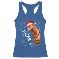 Funny F Caw F Chicken Christmas Racerback Tank Top Xmas Rooster Meme Santa Hat - Wonder Print Shop