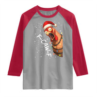Funny F Caw F Chicken Christmas Raglan Shirt Xmas Rooster Meme Santa Hat - Wonder Print Shop