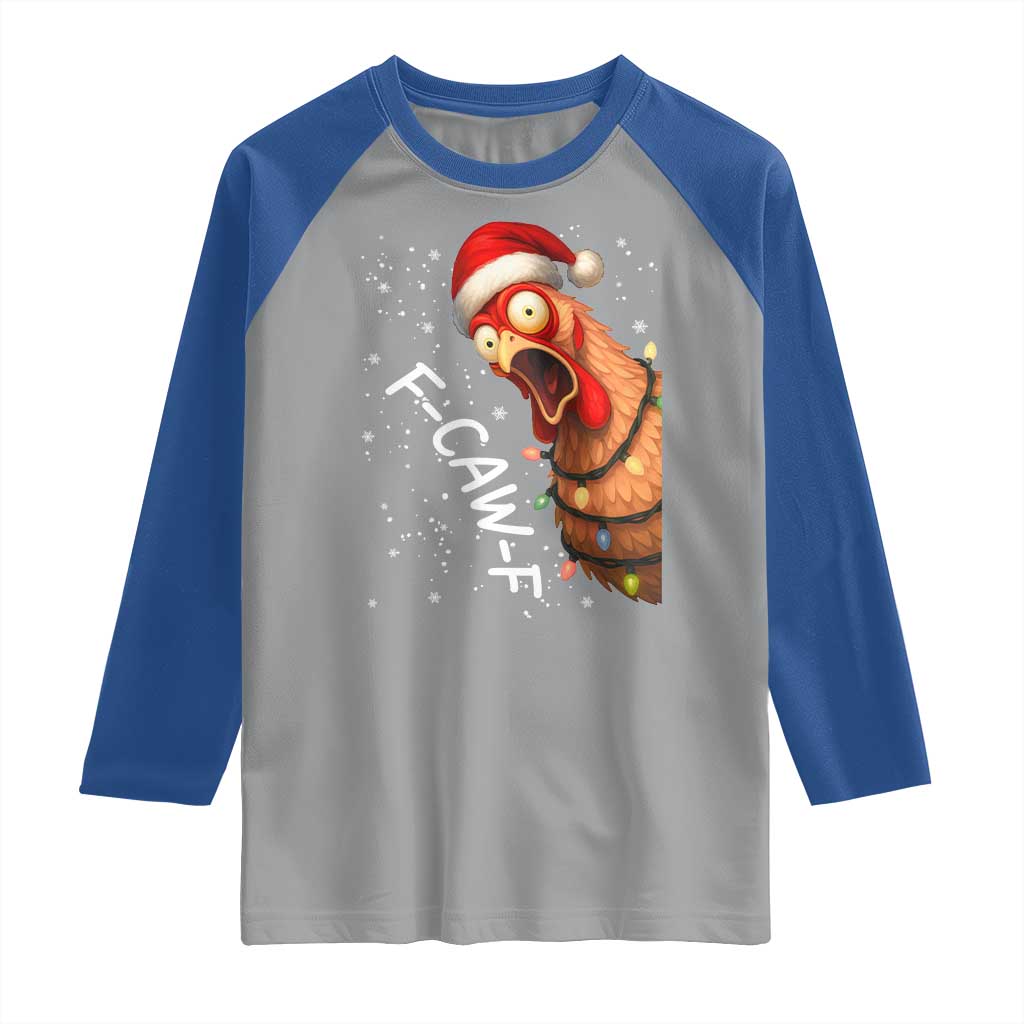 Funny F Caw F Chicken Christmas Raglan Shirt Xmas Rooster Meme Santa Hat - Wonder Print Shop