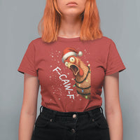 Funny F Caw F Chicken Christmas T Shirt For Women Xmas Rooster Meme Santa Hat - Wonder Print Shop