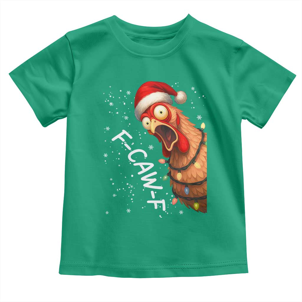 Funny F Caw F Chicken Christmas Toddler T Shirt Xmas Rooster Meme Santa Hat - Wonder Print Shop