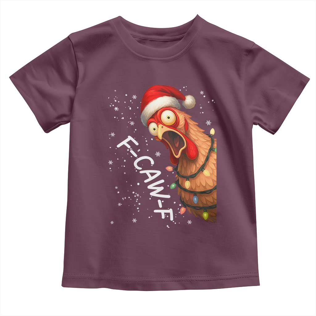 Funny F Caw F Chicken Christmas Toddler T Shirt Xmas Rooster Meme Santa Hat - Wonder Print Shop