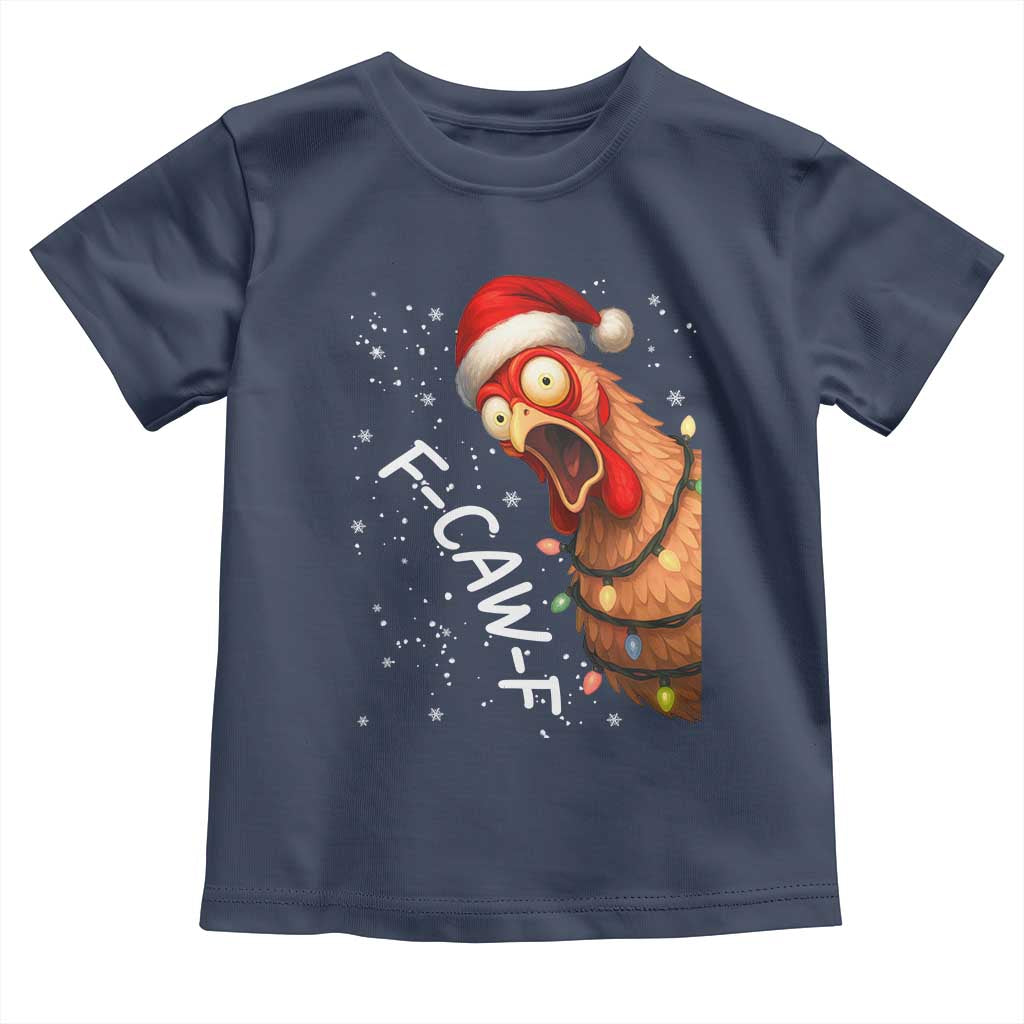 Funny F Caw F Chicken Christmas Toddler T Shirt Xmas Rooster Meme Santa Hat - Wonder Print Shop