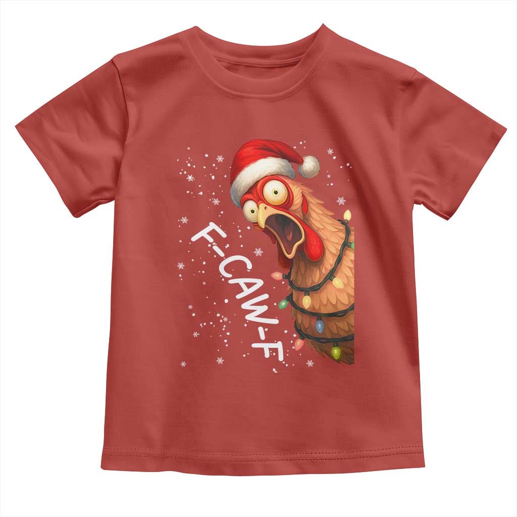 Funny F Caw F Chicken Christmas Toddler T Shirt Xmas Rooster Meme Santa Hat - Wonder Print Shop