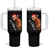 Funny F Caw F Chicken Christmas Tumbler With Handle Xmas Rooster Meme Santa Hat - Wonder Print Shop
