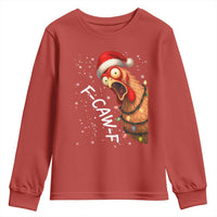 Funny F Caw F Chicken Christmas Youth Sweatshirt Xmas Rooster Meme Santa Hat - Wonder Print Shop