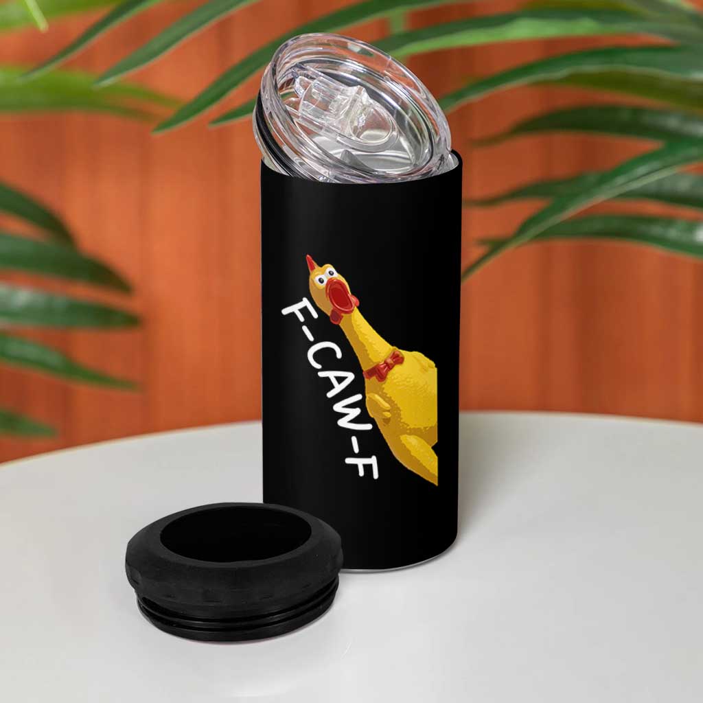 Funny F Caw F Chicken Toy 4 in 1 Can Cooler Tumbler Poultry Humor - Wonder Print Shop