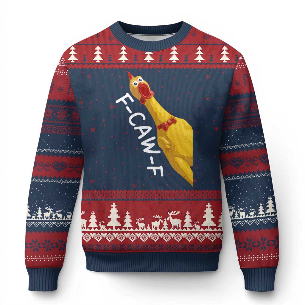 Funny F Caw F Chicken Toy Ugly Christmas Sweater Poultry Humor - Wonder Print Shop