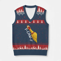 Funny F Caw F Chicken Toy V-Neck Knit Sweater Vest Poultry Humor - Wonder Print Shop