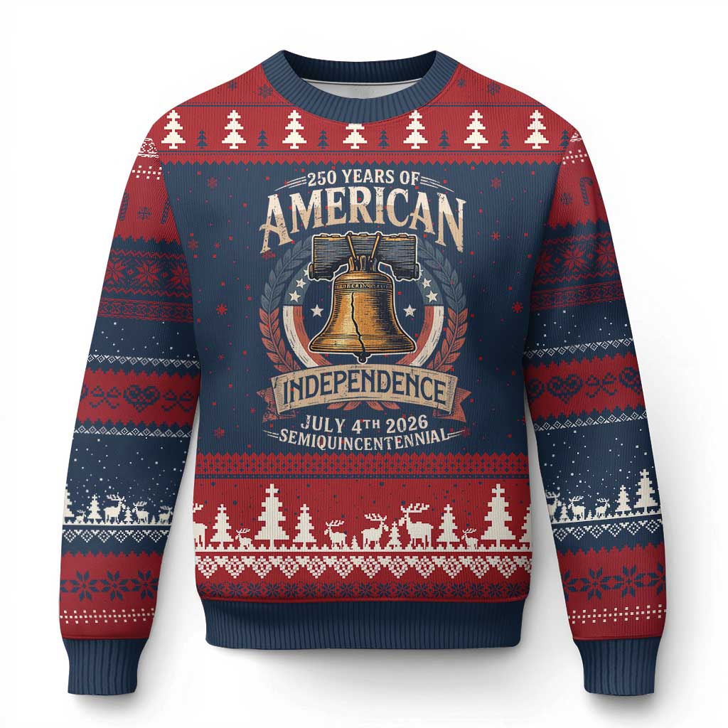 250 years Of America Independence Ugly Christmas Sweater 250th American Anniversary Liberty Bell - Wonder Print Shop