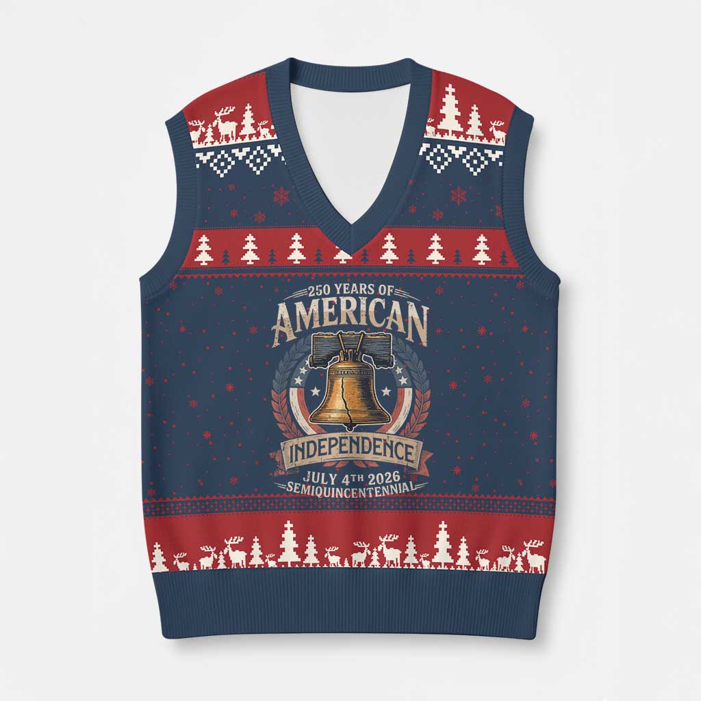 250 years Of America Independence V-Neck Knit Sweater Vest 250th American Anniversary Liberty Bell - Wonder Print Shop
