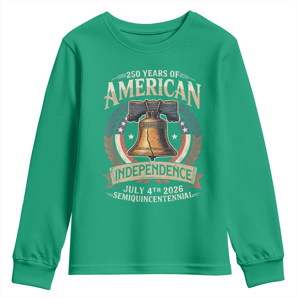 250 years Of America Independence Youth Sweatshirt 250th American Anniversary Liberty Bell - Wonder Print Shop