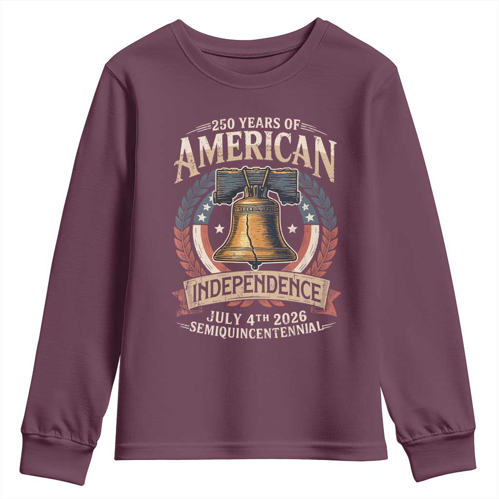 250 years Of America Independence Youth Sweatshirt 250th American Anniversary Liberty Bell - Wonder Print Shop