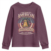 250 years Of America Independence Youth Sweatshirt 250th American Anniversary Liberty Bell - Wonder Print Shop