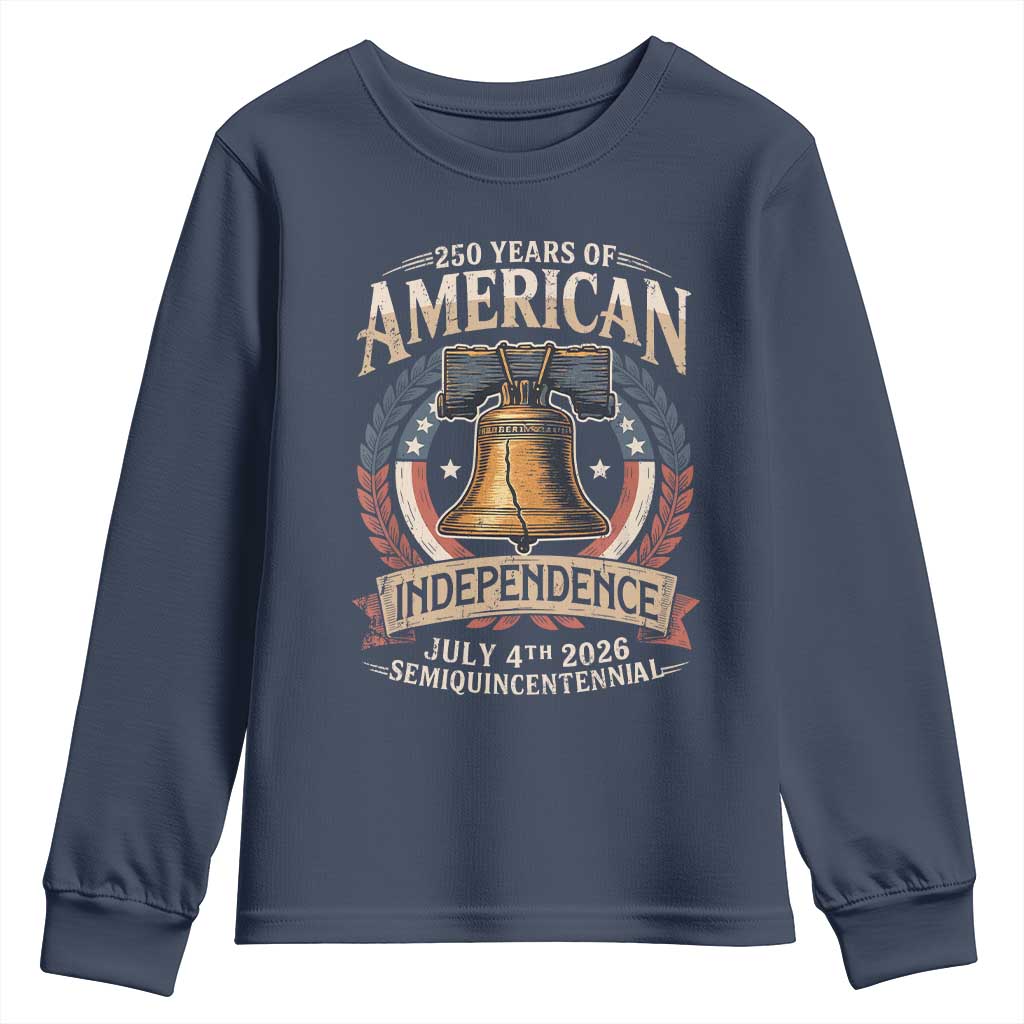 250 years Of America Independence Youth Sweatshirt 250th American Anniversary Liberty Bell - Wonder Print Shop