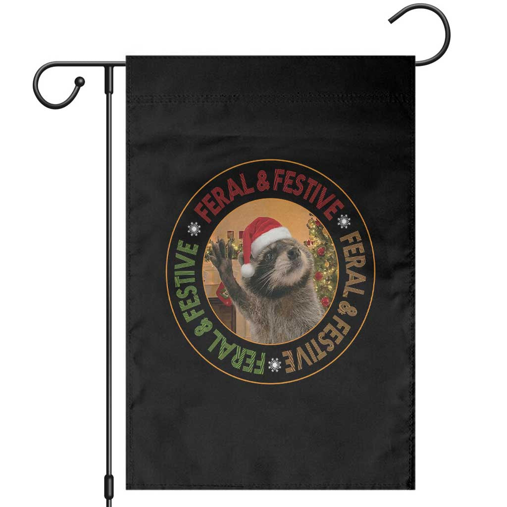 Funny Christmas Pedro The Racoon Garden Flag Feral And Festive Xmas Santa Trash Panda - Wonder Print Shop