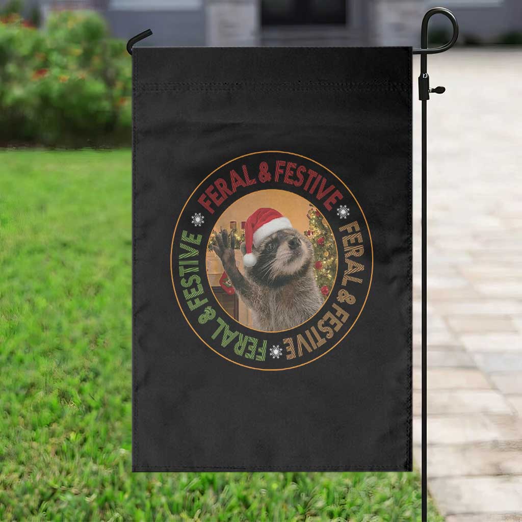 Funny Christmas Pedro The Racoon Garden Flag Feral And Festive Xmas Santa Trash Panda - Wonder Print Shop