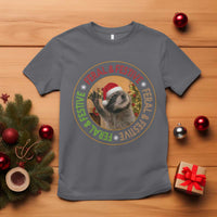 Funny Christmas Pedro The Racoon T Shirt Feral And Festive Xmas Santa Trash Panda - Wonder Print Shop