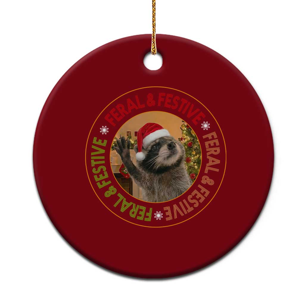 Funny Christmas Pedro The Racoon Ceramic Ornament Feral And Festive Xmas Santa Trash Panda - Wonder Print Shop