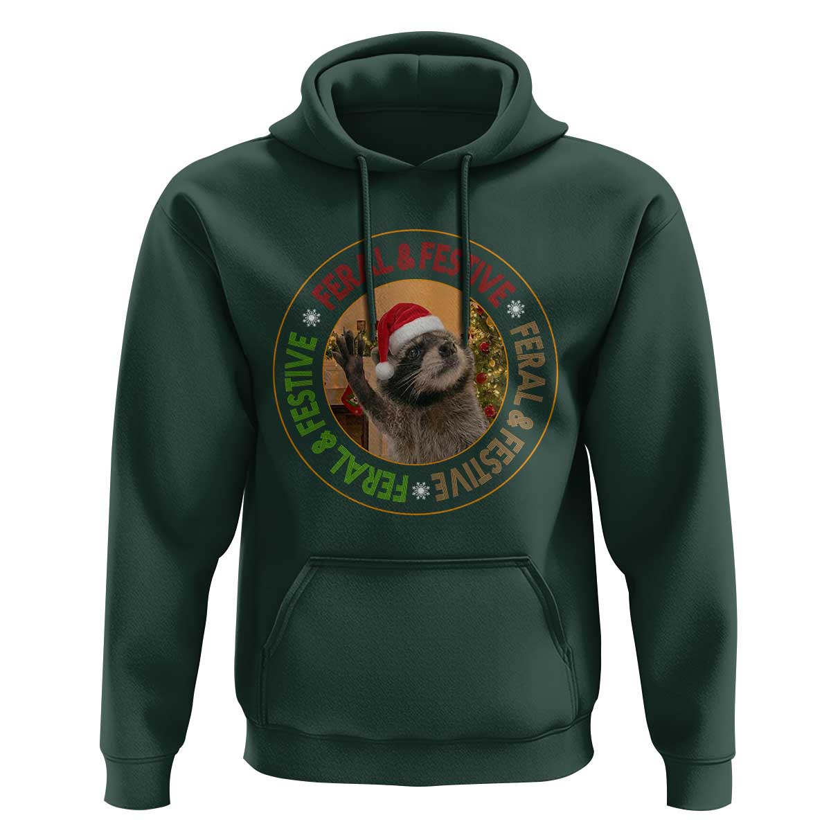 Funny Christmas Pedro The Racoon Hoodie Feral And Festive Xmas Santa Trash Panda - Wonder Print Shop