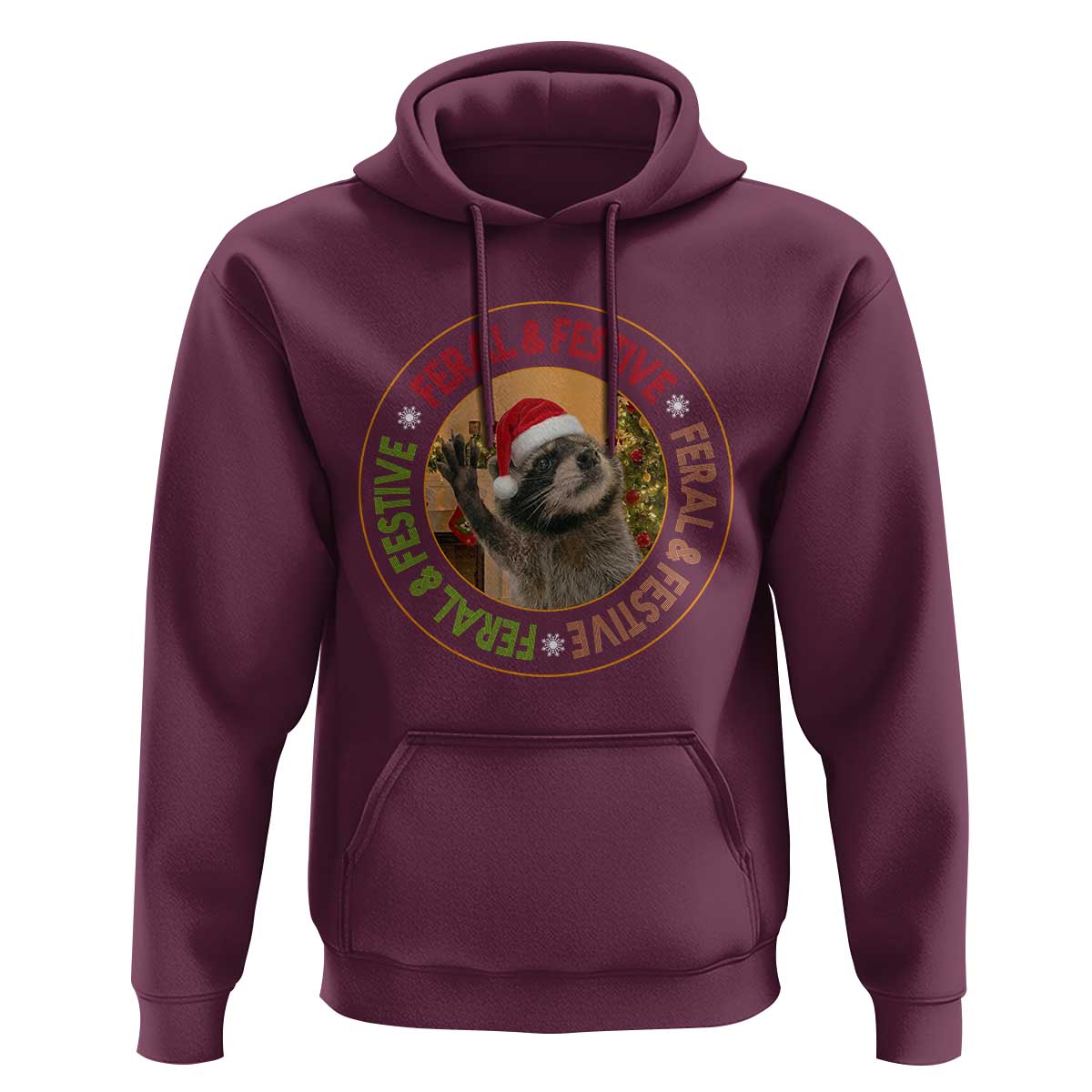 Funny Christmas Pedro The Racoon Hoodie Feral And Festive Xmas Santa Trash Panda - Wonder Print Shop