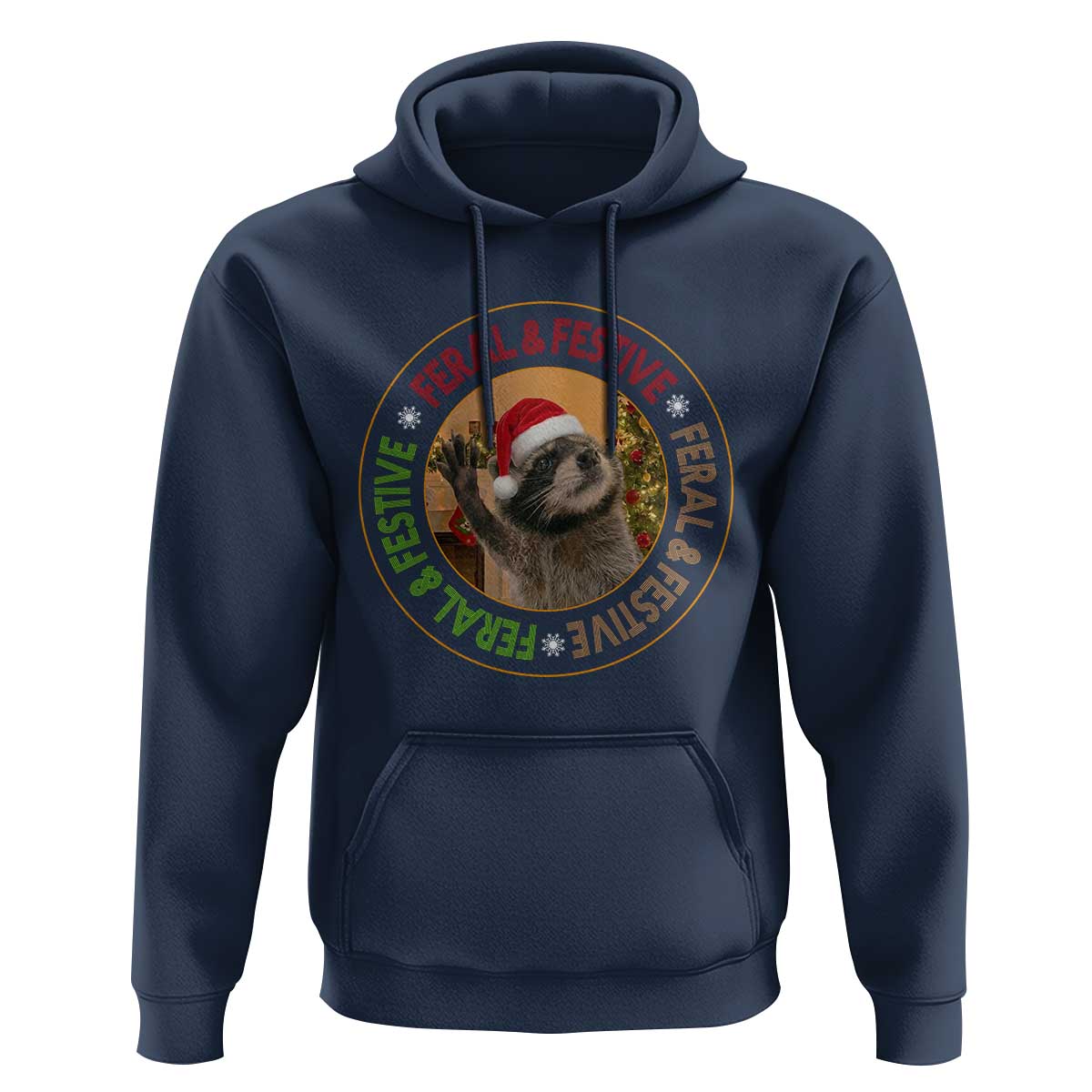 Funny Christmas Pedro The Racoon Hoodie Feral And Festive Xmas Santa Trash Panda - Wonder Print Shop