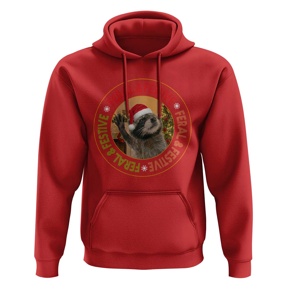 Funny Christmas Pedro The Racoon Hoodie Feral And Festive Xmas Santa Trash Panda - Wonder Print Shop