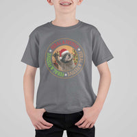 Funny Christmas Pedro The Racoon T Shirt For Kid Feral And Festive Xmas Santa Trash Panda - Wonder Print Shop