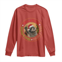 Funny Christmas Pedro The Racoon Long Sleeve Shirt Feral And Festive Xmas Santa Trash Panda - Wonder Print Shop