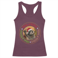 Funny Christmas Pedro The Racoon Racerback Tank Top Feral And Festive Xmas Santa Trash Panda - Wonder Print Shop