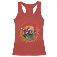Funny Christmas Pedro The Racoon Racerback Tank Top Feral And Festive Xmas Santa Trash Panda - Wonder Print Shop