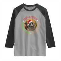 Funny Christmas Pedro The Racoon Raglan Shirt Feral And Festive Xmas Santa Trash Panda - Wonder Print Shop