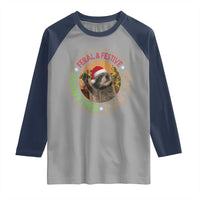 Funny Christmas Pedro The Racoon Raglan Shirt Feral And Festive Xmas Santa Trash Panda - Wonder Print Shop