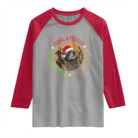 Funny Christmas Pedro The Racoon Raglan Shirt Feral And Festive Xmas Santa Trash Panda - Wonder Print Shop