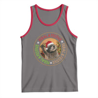 Funny Christmas Pedro The Racoon Tank Top Feral And Festive Xmas Santa Trash Panda - Wonder Print Shop