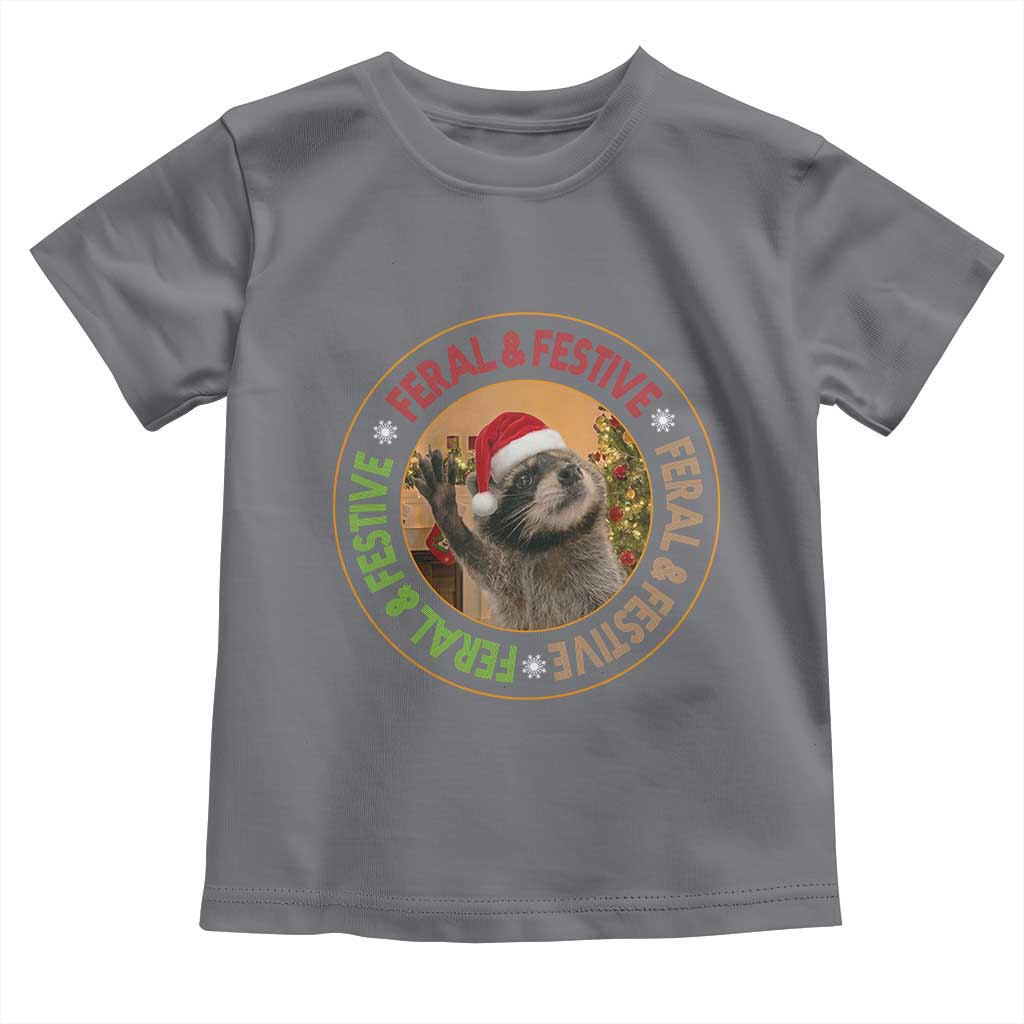 Funny Christmas Pedro The Racoon Toddler T Shirt Feral And Festive Xmas Santa Trash Panda - Wonder Print Shop