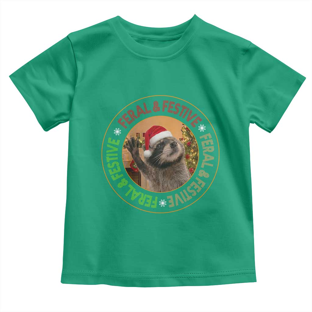 Funny Christmas Pedro The Racoon Toddler T Shirt Feral And Festive Xmas Santa Trash Panda - Wonder Print Shop