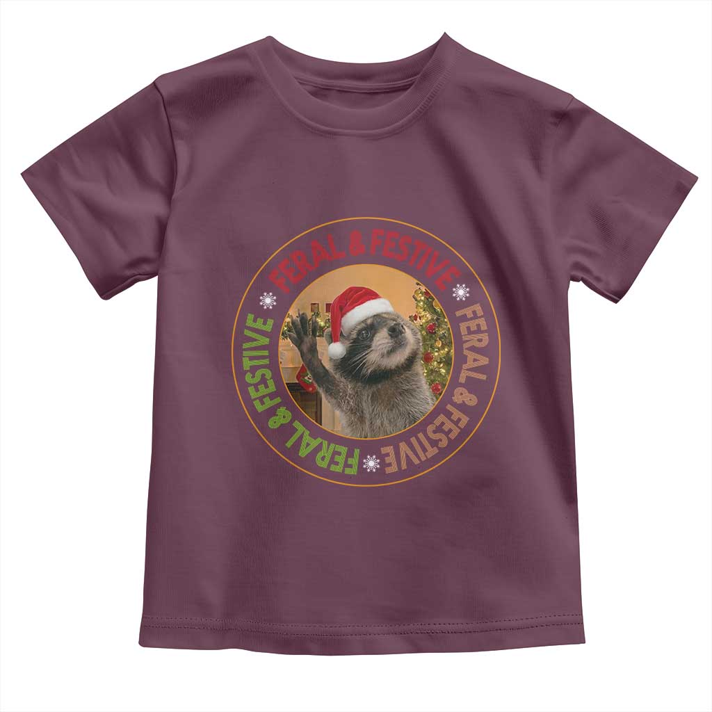 Funny Christmas Pedro The Racoon Toddler T Shirt Feral And Festive Xmas Santa Trash Panda - Wonder Print Shop
