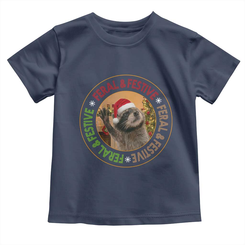 Funny Christmas Pedro The Racoon Toddler T Shirt Feral And Festive Xmas Santa Trash Panda - Wonder Print Shop