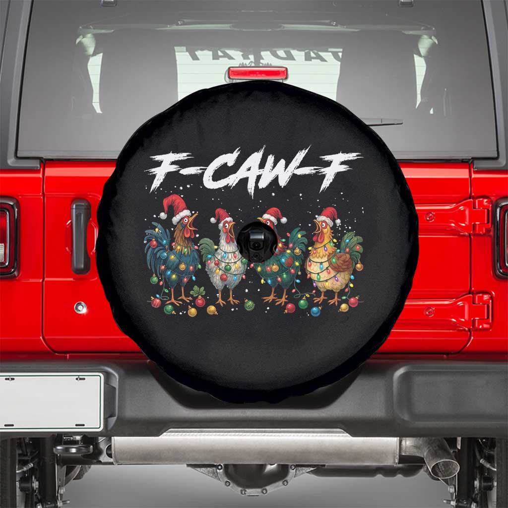 Funny F Caw F Chicken Christmas Spare Tire Cover Xmas Rooster Meme Poultry Farm - Wonder Print Shop