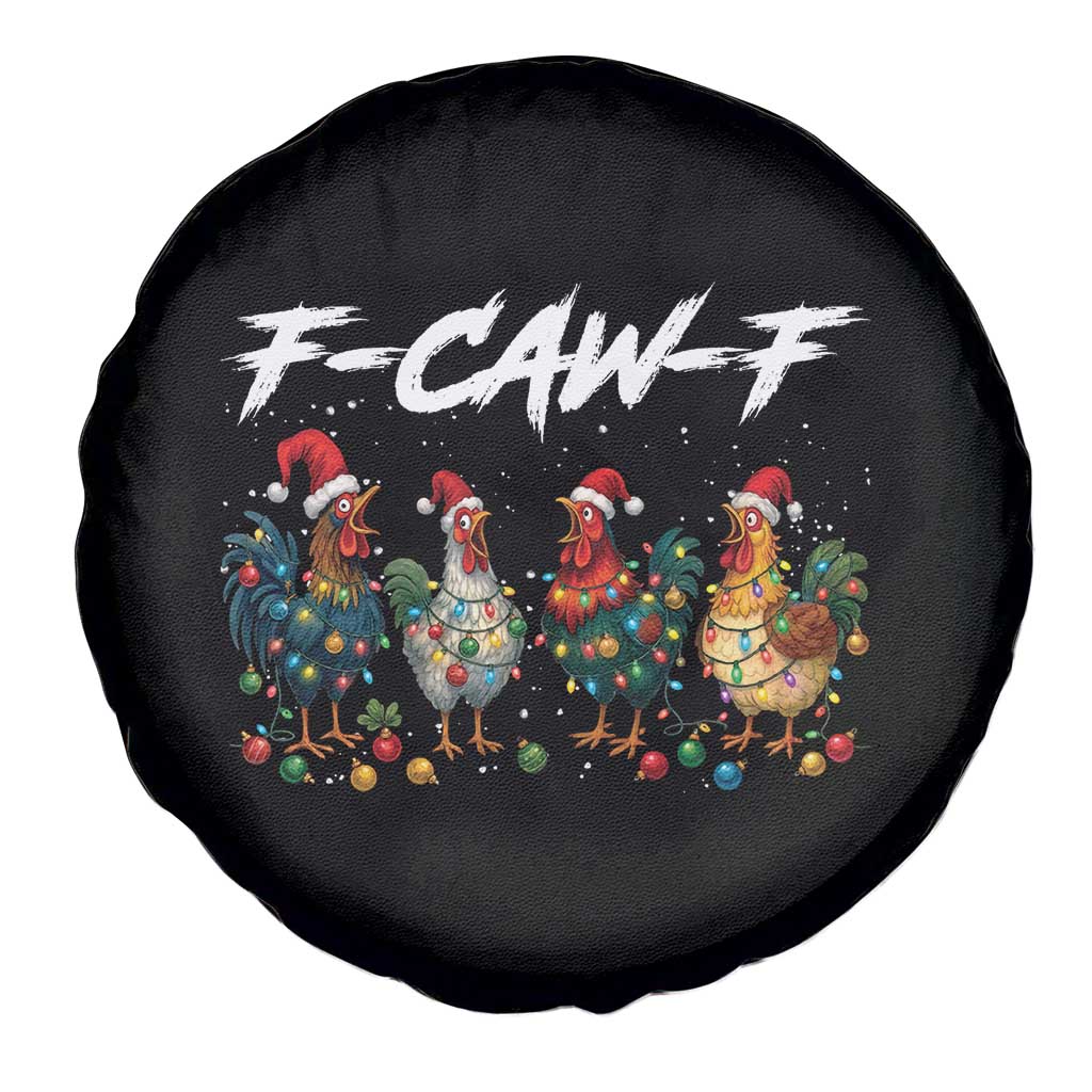 Funny F Caw F Chicken Christmas Spare Tire Cover Xmas Rooster Meme Poultry Farm - Wonder Print Shop