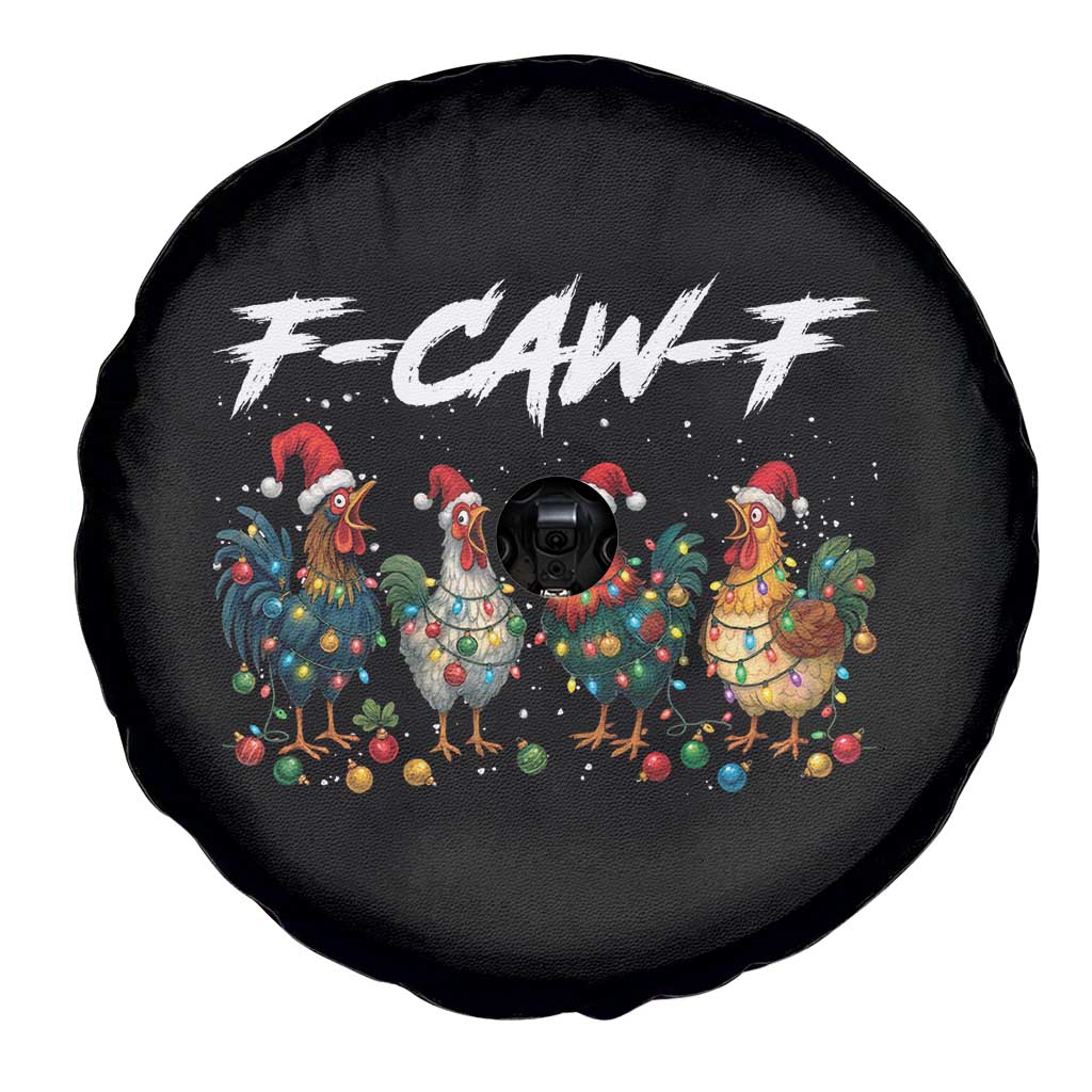 Funny F Caw F Chicken Christmas Spare Tire Cover Xmas Rooster Meme Poultry Farm - Wonder Print Shop