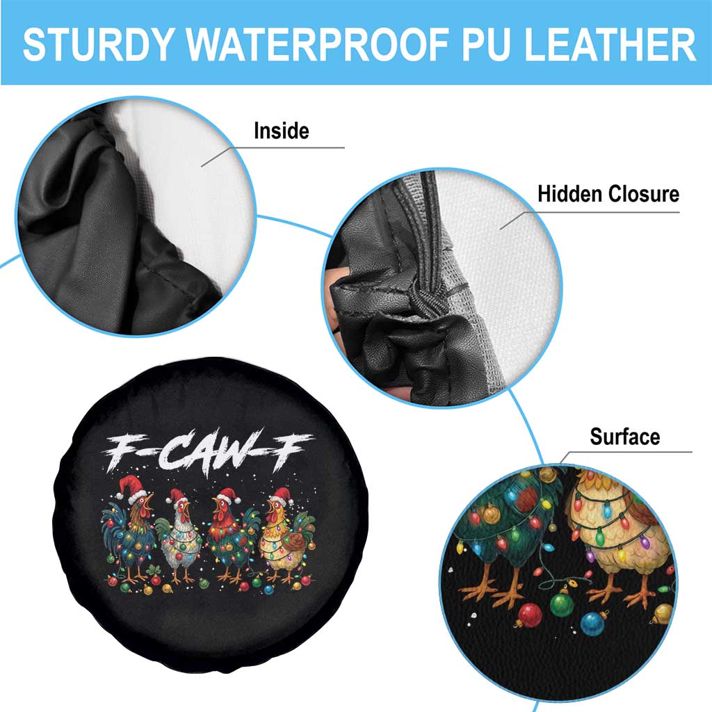Funny F Caw F Chicken Christmas Spare Tire Cover Xmas Rooster Meme Poultry Farm - Wonder Print Shop