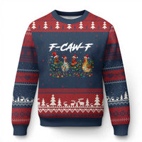 Funny F Caw F Chicken Xmas Ugly Christmas Sweater Xmas Rooster Meme Poultry Farm - Wonder Print Shop