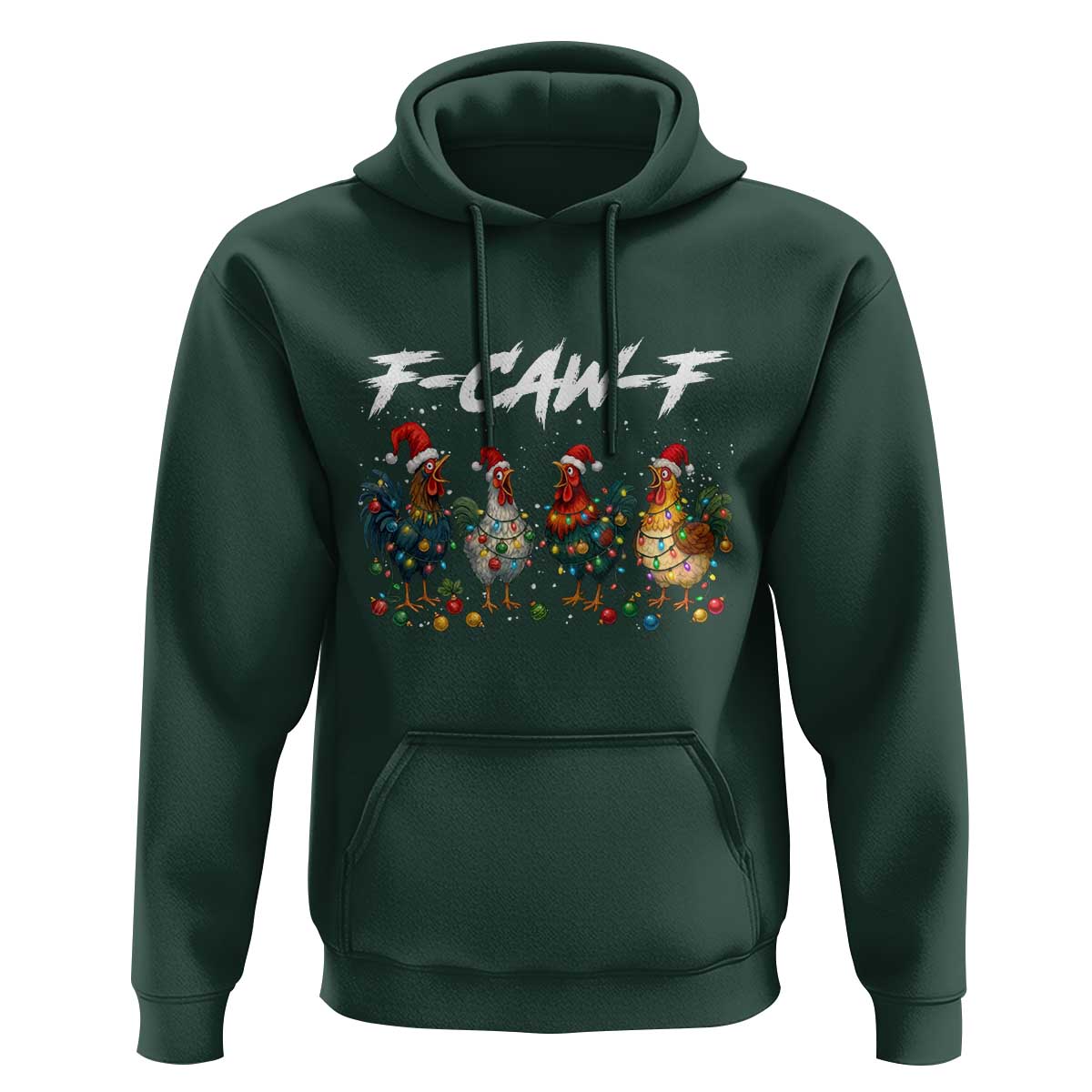 Funny F Caw F Chicken Christmas Hoodie Xmas Rooster Meme Poultry Farm - Wonder Print Shop