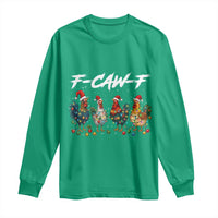 Funny F Caw F Chicken Christmas Long Sleeve Shirt Xmas Rooster Meme Poultry Farm - Wonder Print Shop