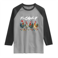 Funny F Caw F Chicken Christmas Raglan Shirt Xmas Rooster Meme Poultry Farm - Wonder Print Shop