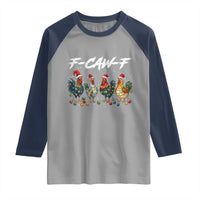 Funny F Caw F Chicken Christmas Raglan Shirt Xmas Rooster Meme Poultry Farm - Wonder Print Shop